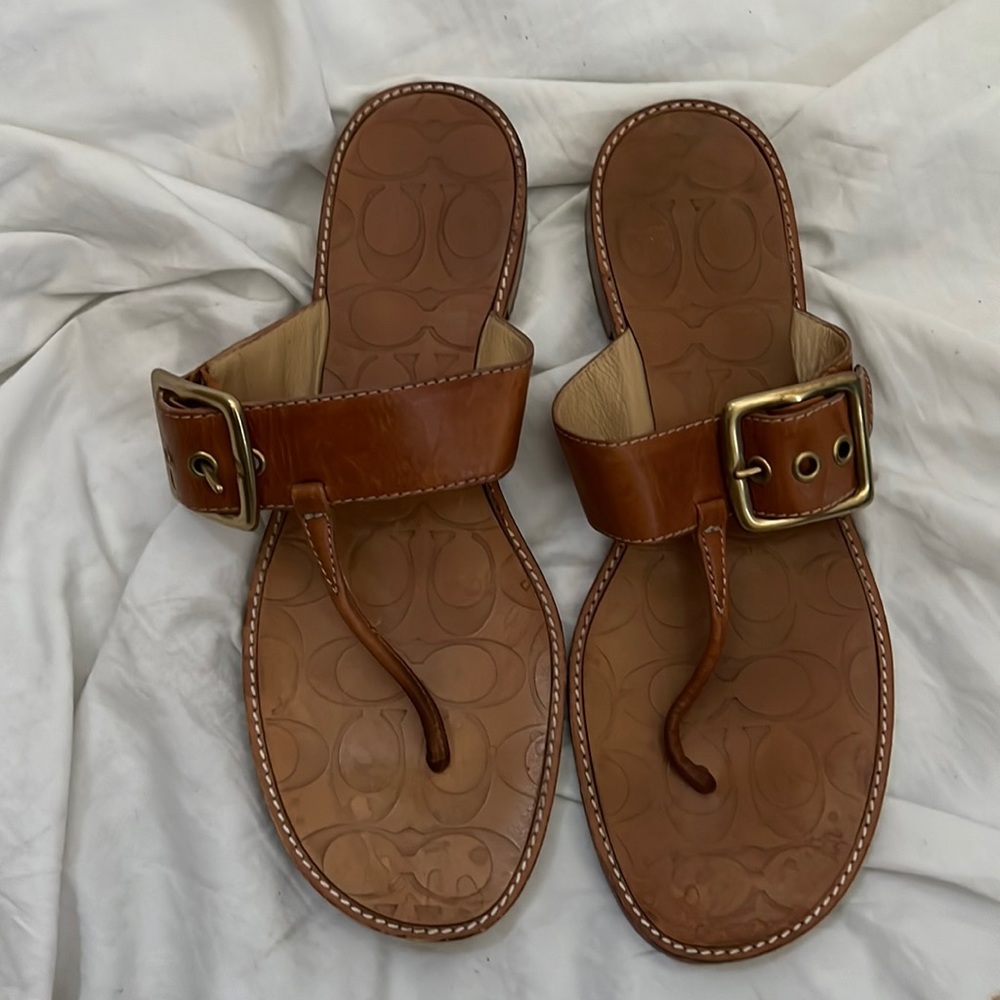 Coach leather sandals size 9.5 adjustable strap